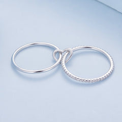 "Sylvory 925 Sterling Silver Heartlock Duo Ring"