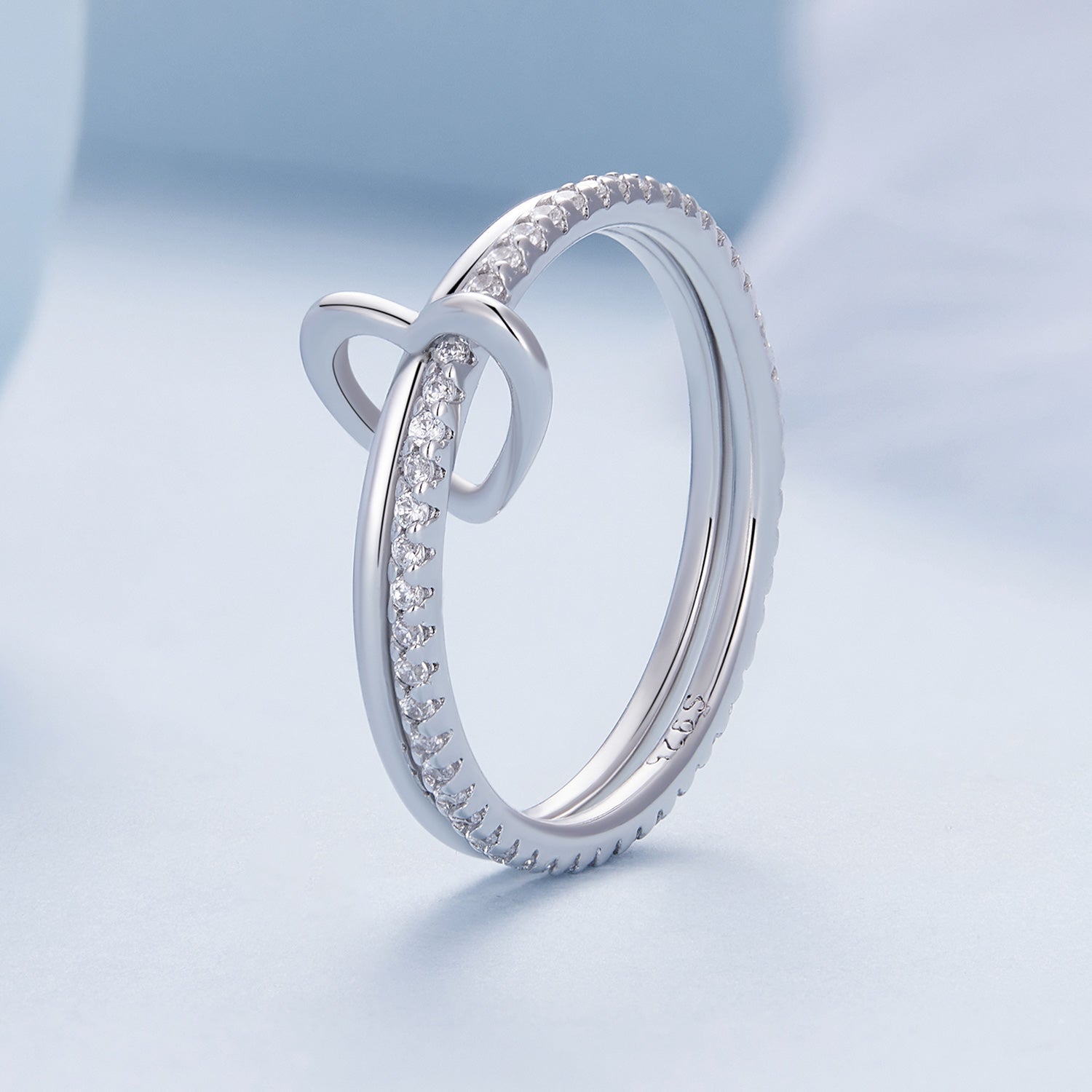 "Sylvory 925 Sterling Silver Heartlock Duo Ring"