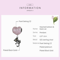 "Sylvory 925 Sterling Silver Heartstrings Purrfection Cat Charm"