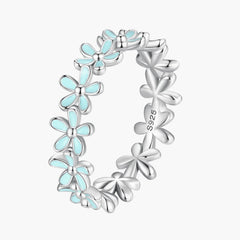 "Sylvory 925 Sterling Silver Iris Blue Floral Ring"