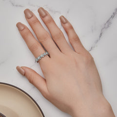 "Sylvory 925 Sterling Silver Iris Blue Floral Ring"