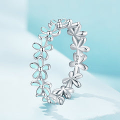 "Sylvory 925 Sterling Silver Iris Blue Floral Ring"