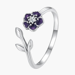 "Sylvory 925 Sterling Silver Lavender Blooms Ring"