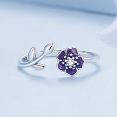"Sylvory 925 Sterling Silver Lavender Blooms Ring"