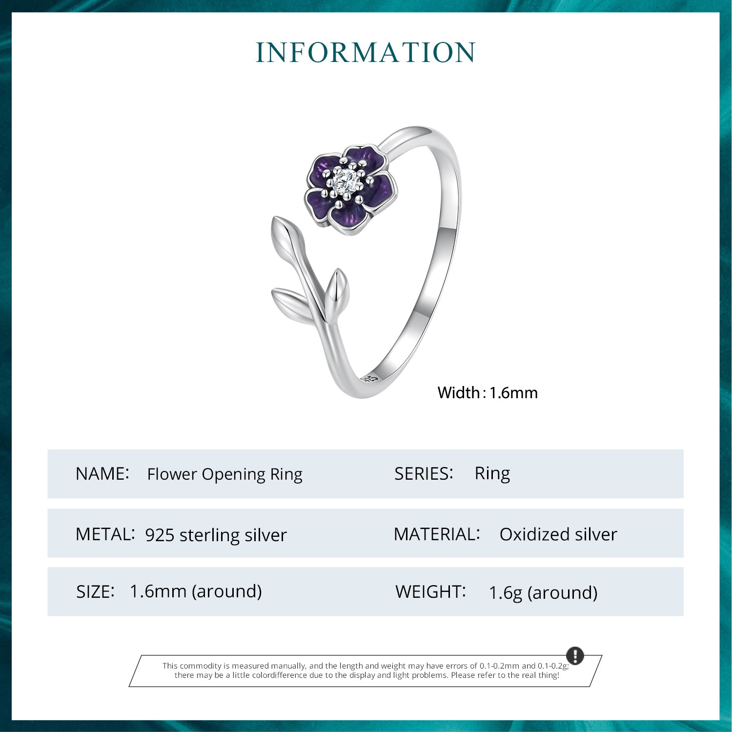 "Sylvory 925 Sterling Silver Lavender Blooms Ring"