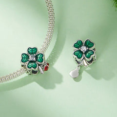 "Sylvory 925 Sterling Silver Lucky Leaf Ladybug Charm"