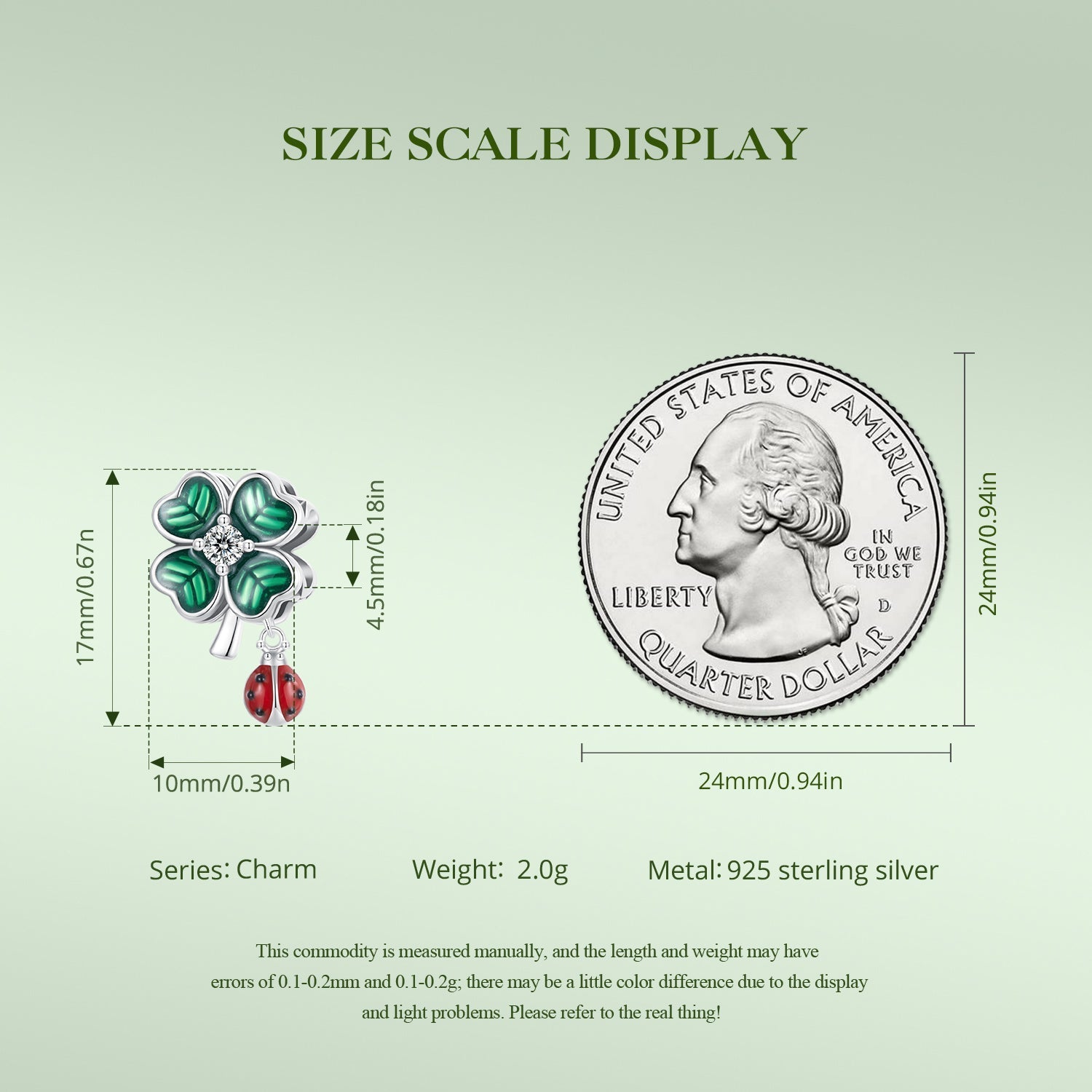 "Sylvory 925 Sterling Silver Lucky Leaf Ladybug Charm"