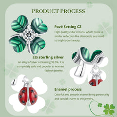 "Sylvory 925 Sterling Silver Lucky Leaf Ladybug Charm"