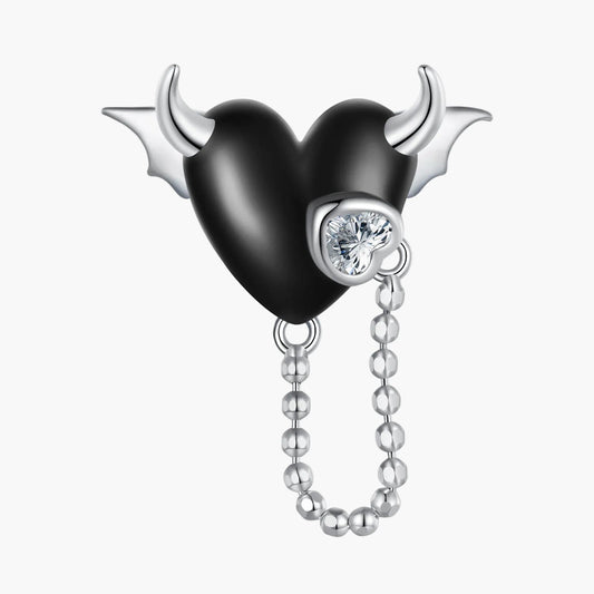 "Sylvory 925 Sterling Silver Midnight Horned Heart Charm"