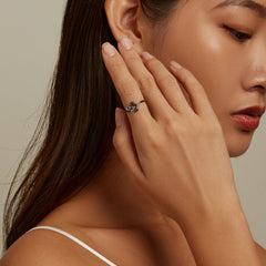 "Sylvory 925 Sterling Silver Midnight Rose Ring"