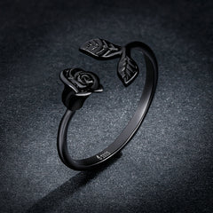"Sylvory 925 Sterling Silver Midnight Rose Ring"