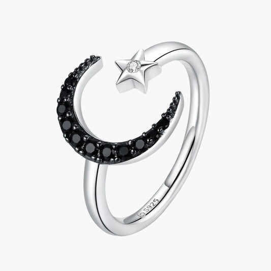 "Sylvory 925 Sterling Silver Moon and Starlight Ring"