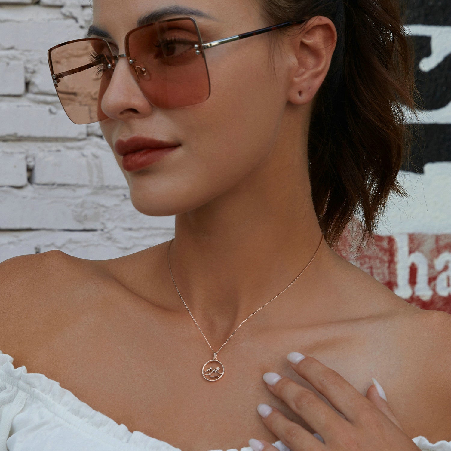 "Sylvory 925 Sterling Silver Mountain Peak Necklace"