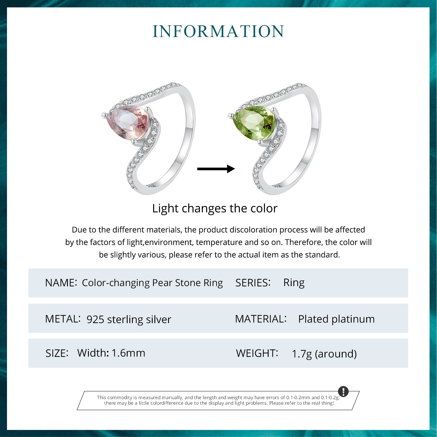 "Sylvory 925 Sterling Silver MystiColor Stone Ring"