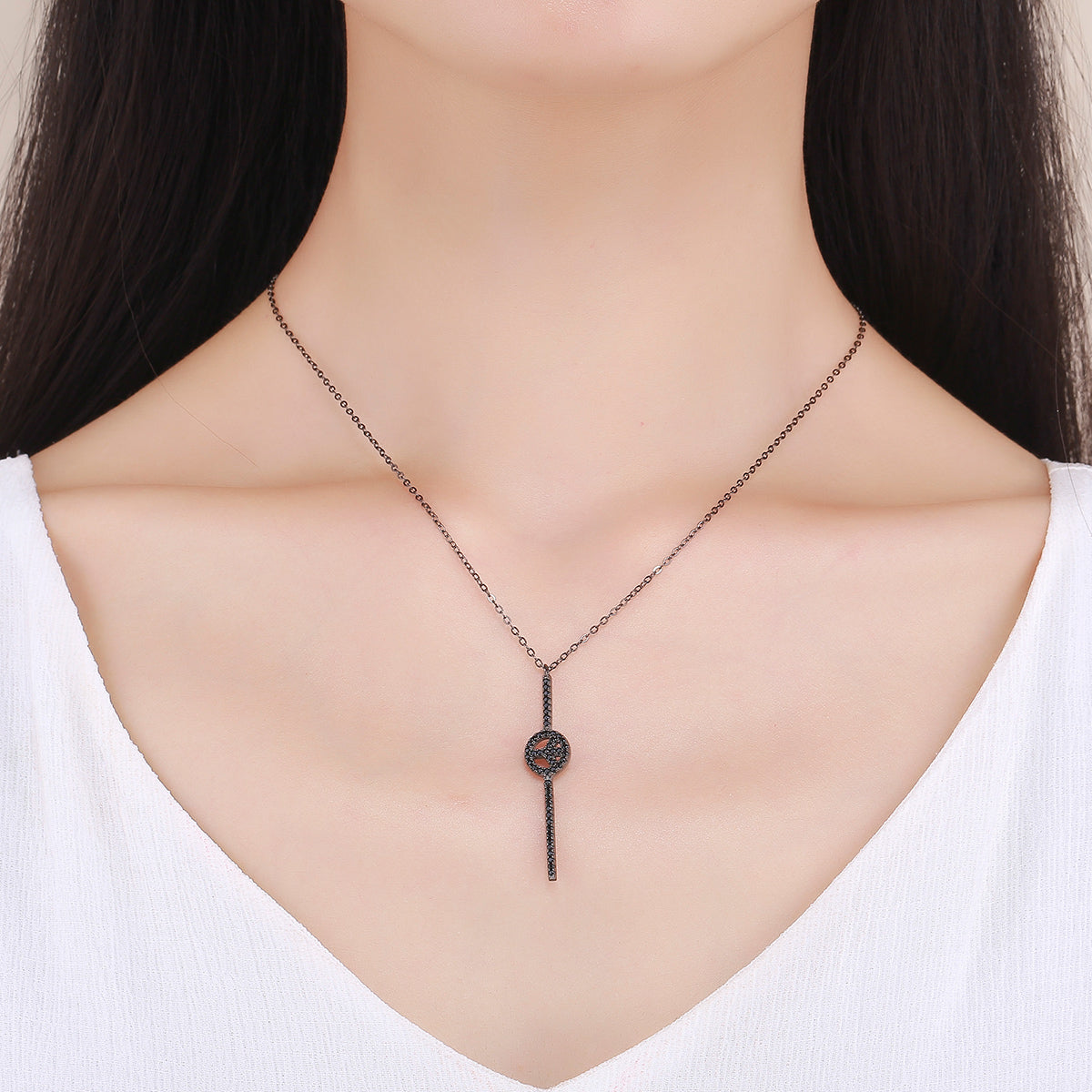 "Sylvory 925 Sterling Silver Obsidian Peace Necklace"