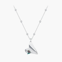 "Sylvory 925 Sterling Silver Paper Plane Necklace"