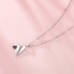 "Sylvory 925 Sterling Silver Paper Plane Necklace"