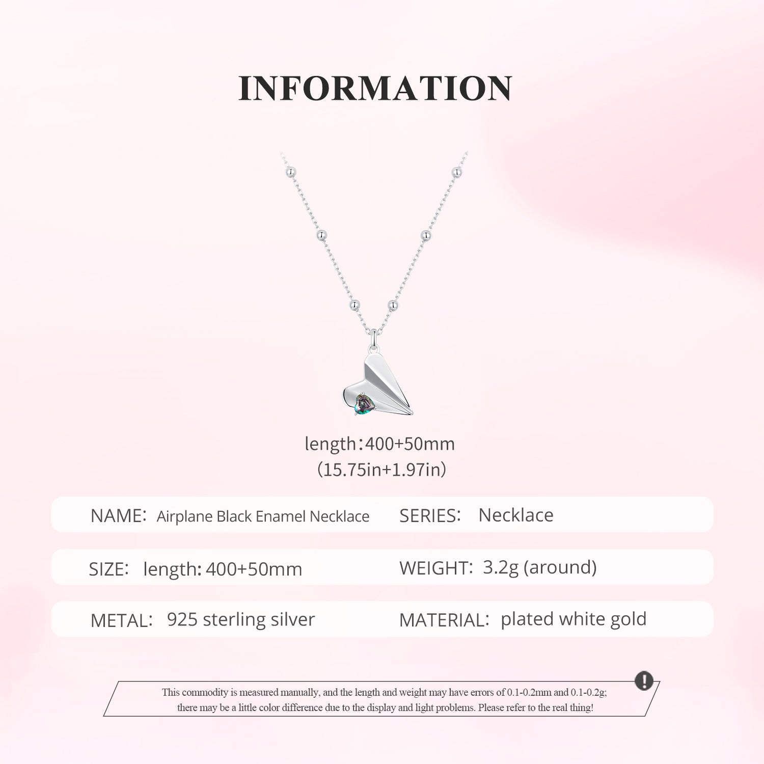 "Sylvory 925 Sterling Silver Paper Plane Necklace"