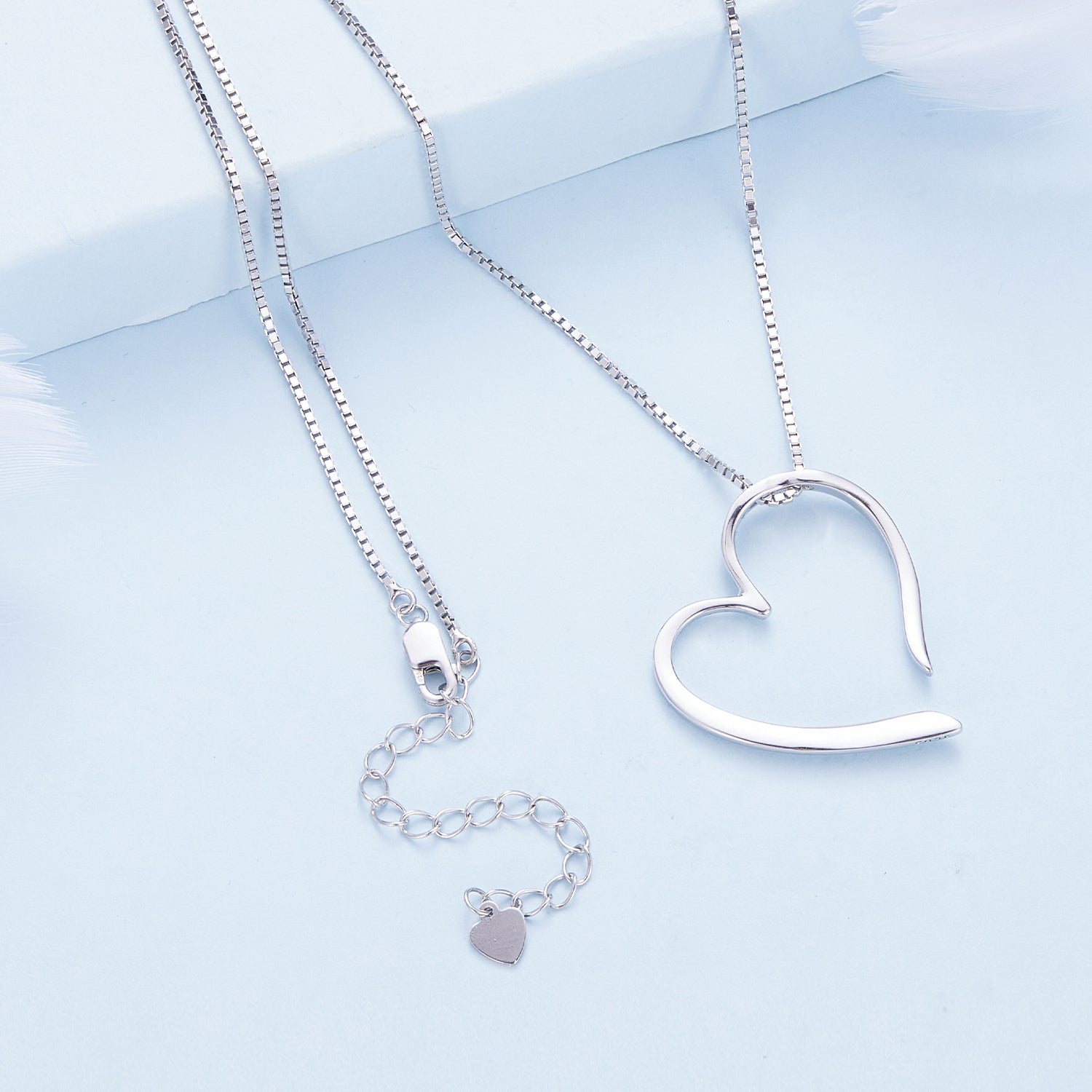 "Sylvory 925 Sterling Silver Partial Heart Necklace"