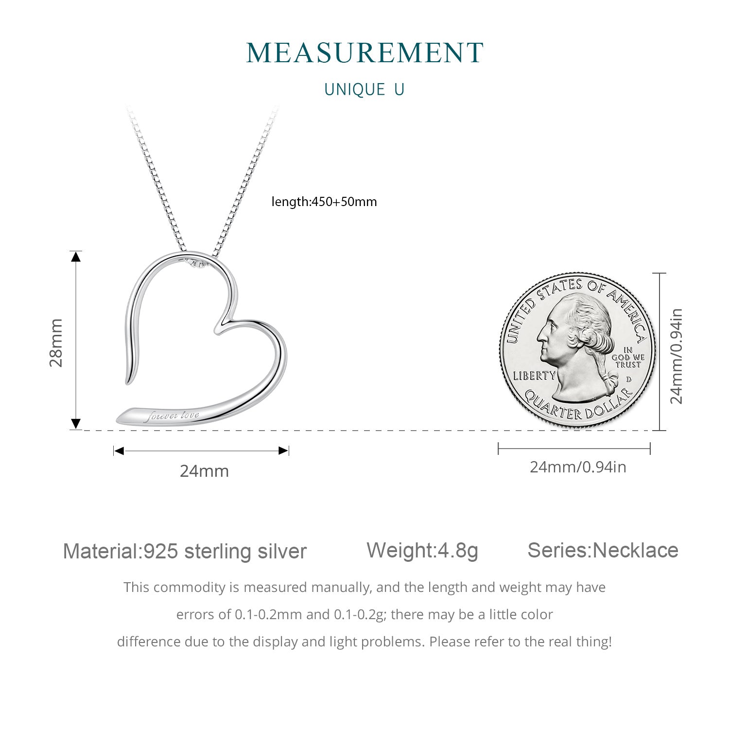 "Sylvory 925 Sterling Silver Partial Heart Necklace"