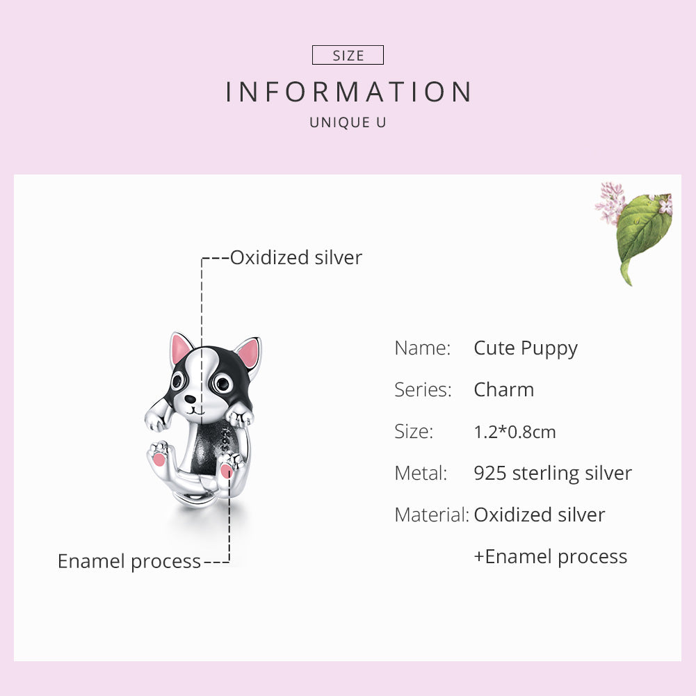 "Sylvory 925 Sterling Silver Pawfect Companions Puppy Charm"