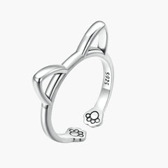 "Sylvory 925 Sterling Silver Pawsome Kitty Ring"
