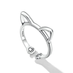 "Sylvory 925 Sterling Silver Pawsome Kitty Ring"