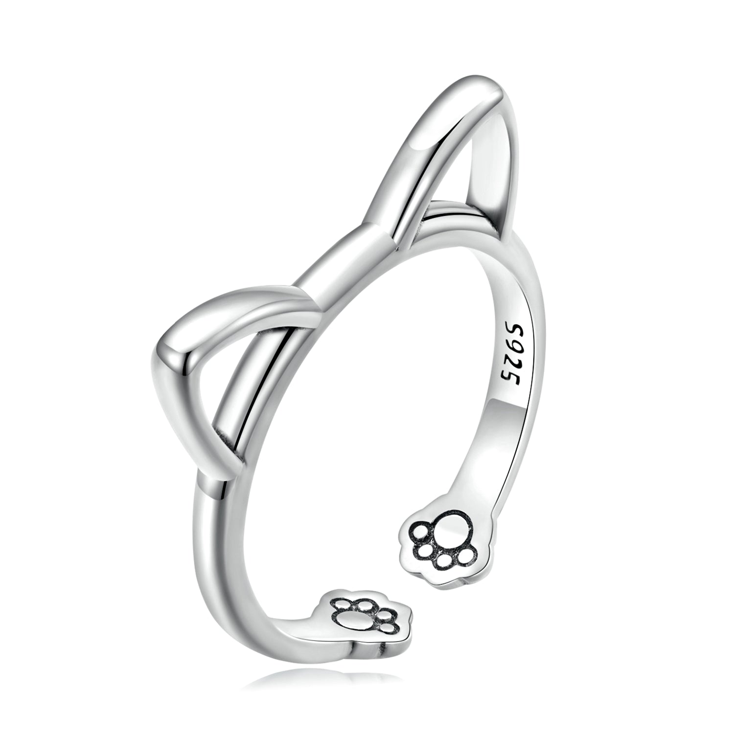 "Sylvory 925 Sterling Silver Pawsome Kitty Ring"