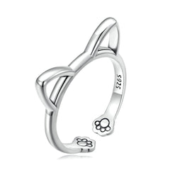 "Sylvory 925 Sterling Silver Pawsome Kitty Ring"