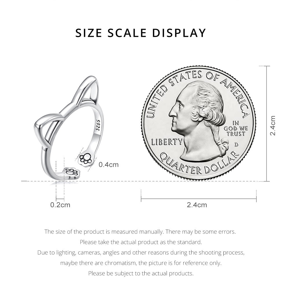 "Sylvory 925 Sterling Silver Pawsome Kitty Ring"