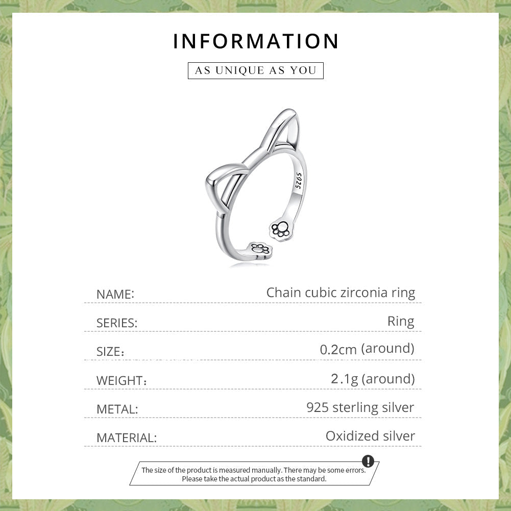 "Sylvory 925 Sterling Silver Pawsome Kitty Ring"