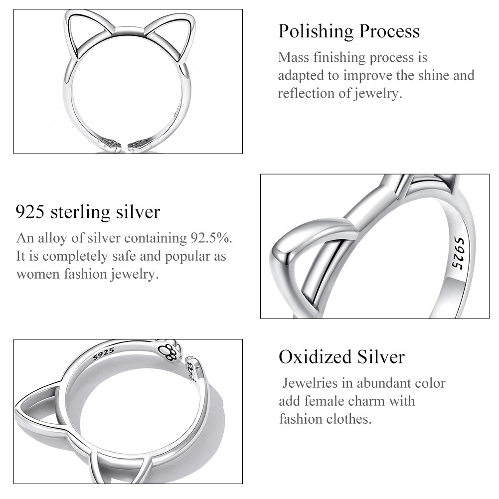 "Sylvory 925 Sterling Silver Pawsome Kitty Ring"