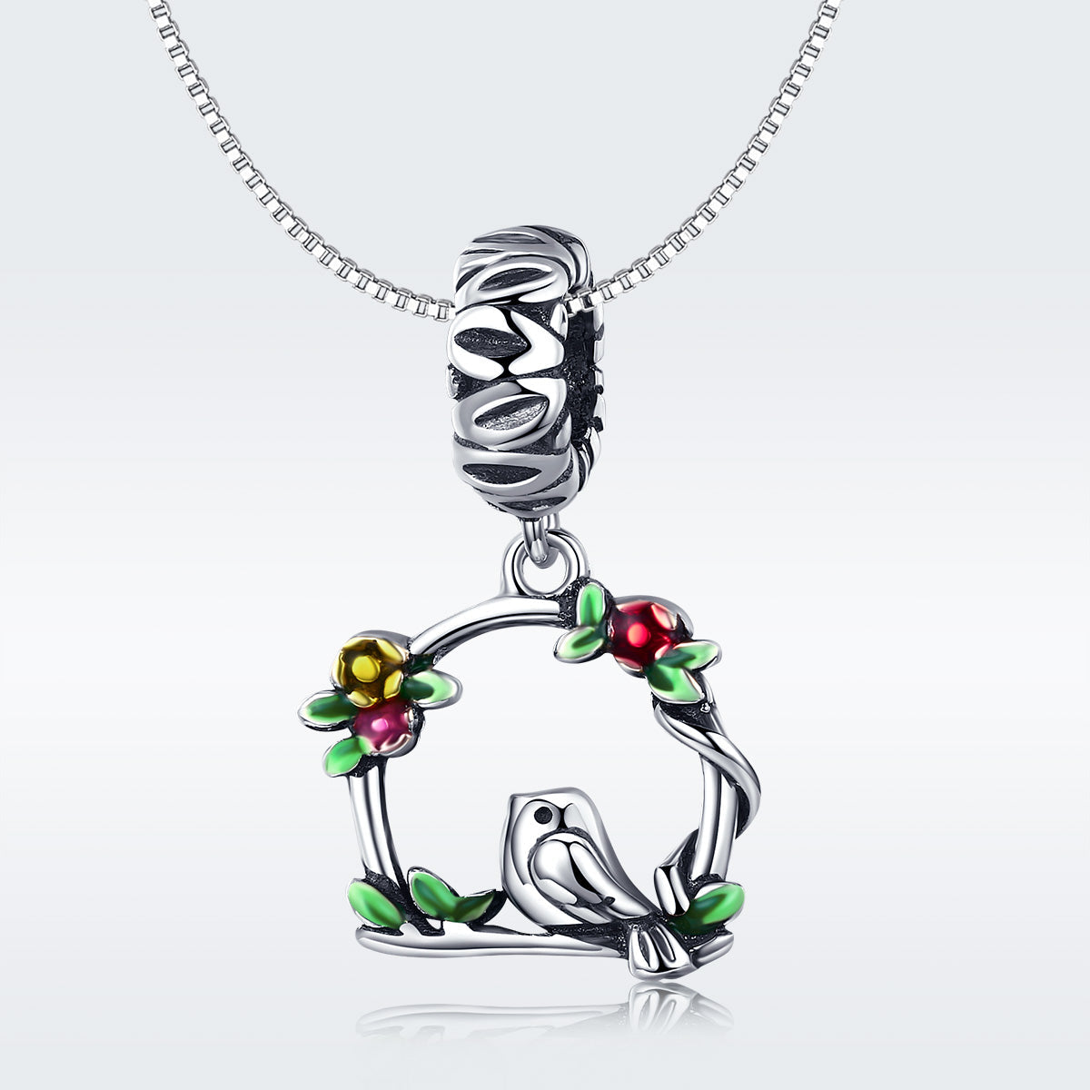 "Sylvory 925 Sterling Silver Peaceful Perching Bird Charm"