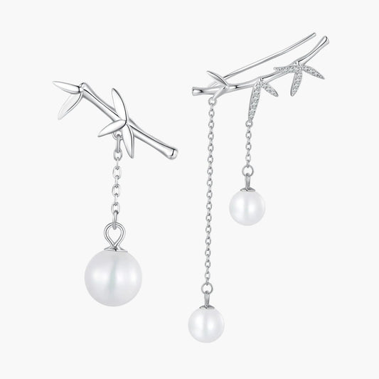 "Sylvory 925 Sterling Silver Pearl Adorned Branches Earrings"