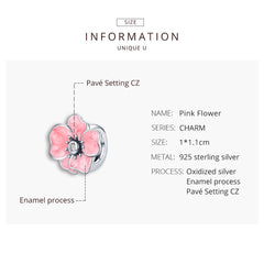 "Sylvory 925 Sterling Silver Pink Floral Elegance Charm"