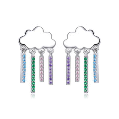 "Sylvory 925 Sterling Silver Prismatic Cloud Dangle Earring"