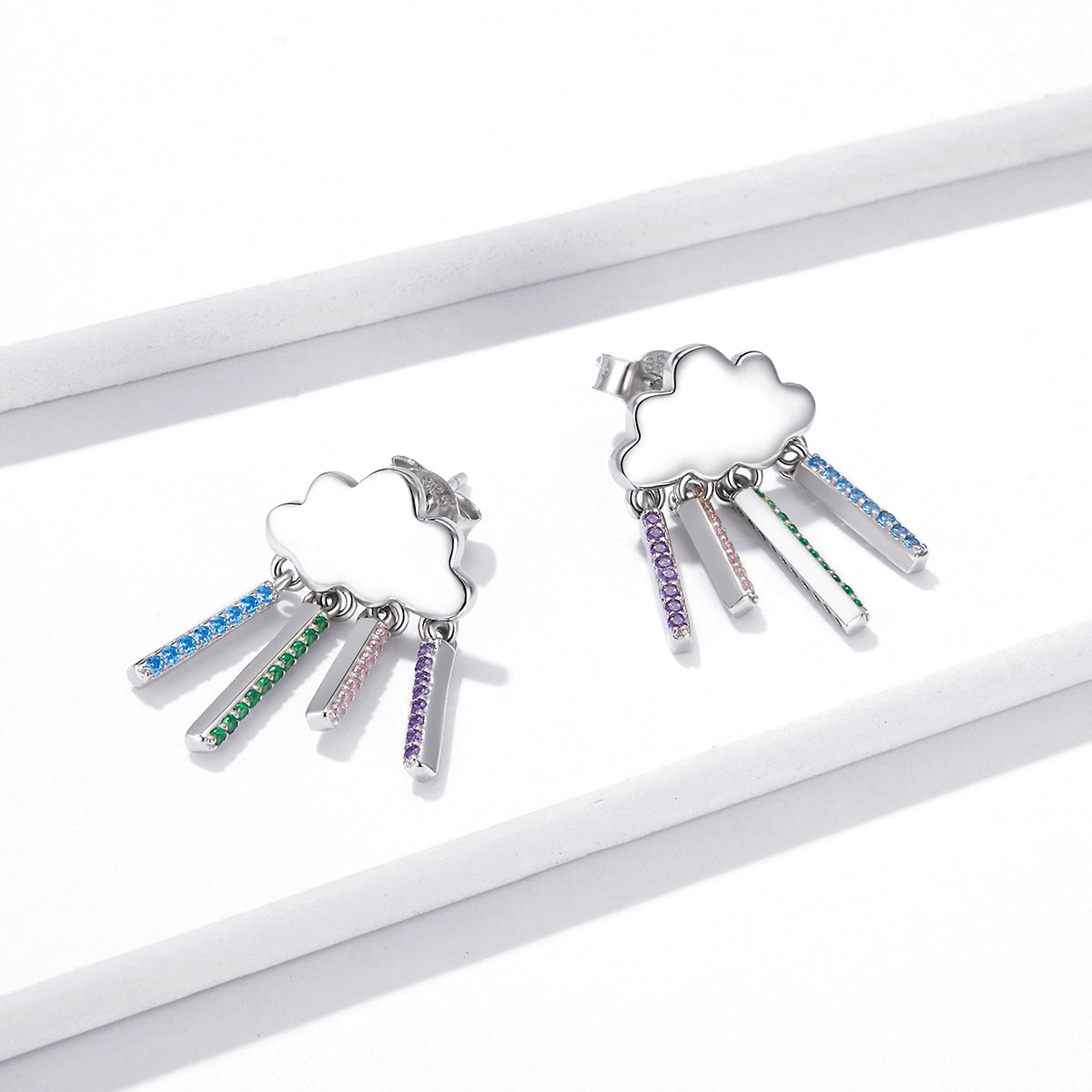 "Sylvory 925 Sterling Silver Prismatic Cloud Dangle Earring"