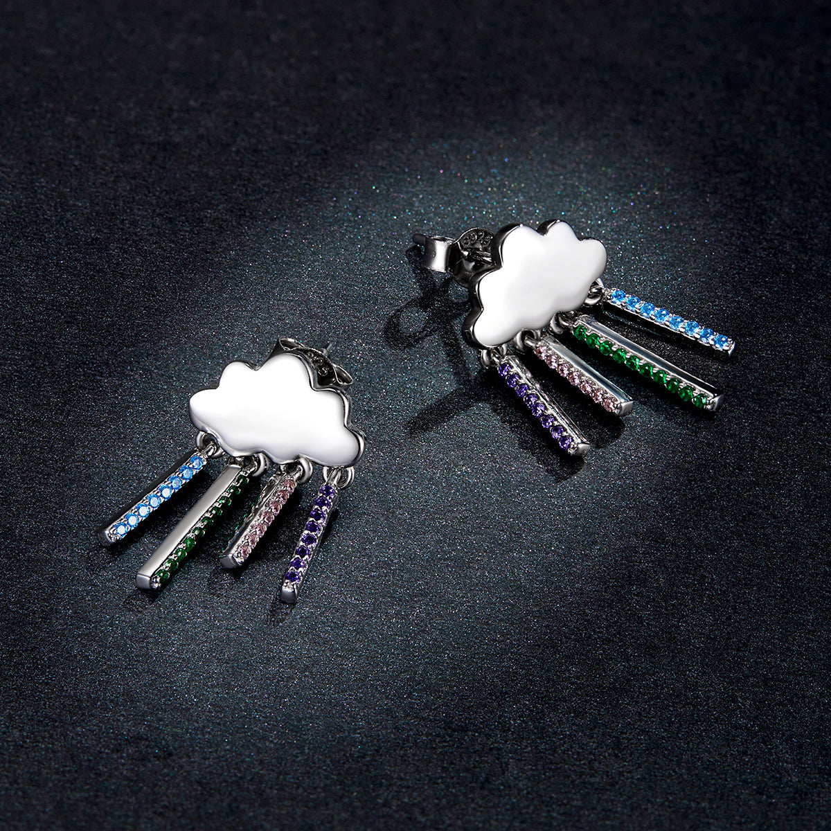 "Sylvory 925 Sterling Silver Prismatic Cloud Dangle Earring"