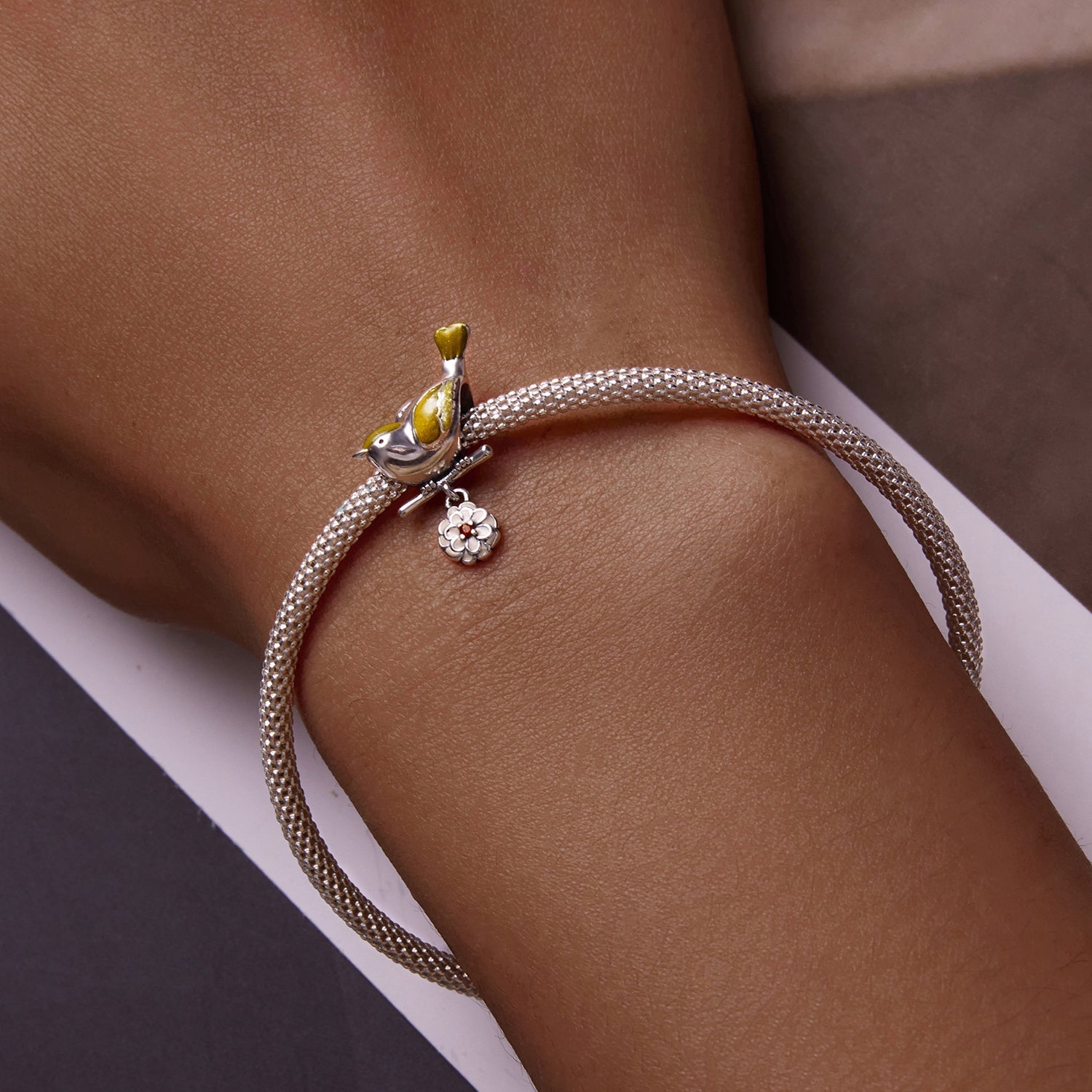 "Sylvory 925 Sterling Silver Serene Songbird Charm"