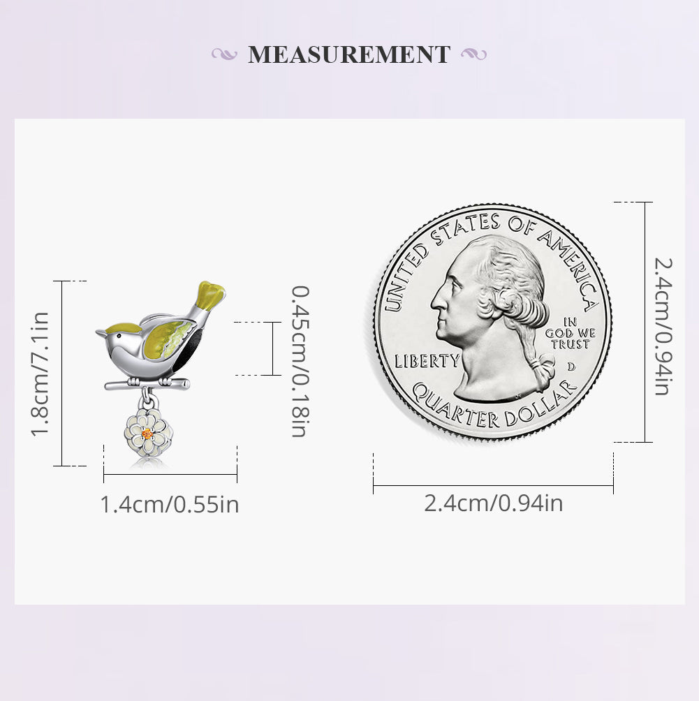 "Sylvory 925 Sterling Silver Serene Songbird Charm"