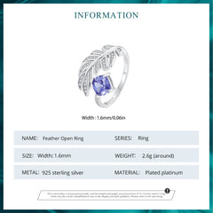 "Sylvory 925 Sterling Silver Serenity Feather Ring"