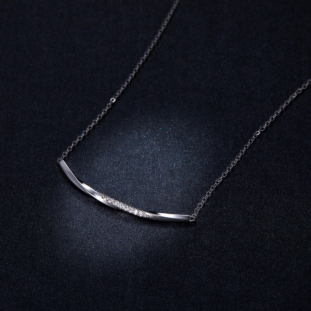 "Sylvory 925 Sterling Silver Smiling Curve Necklace"