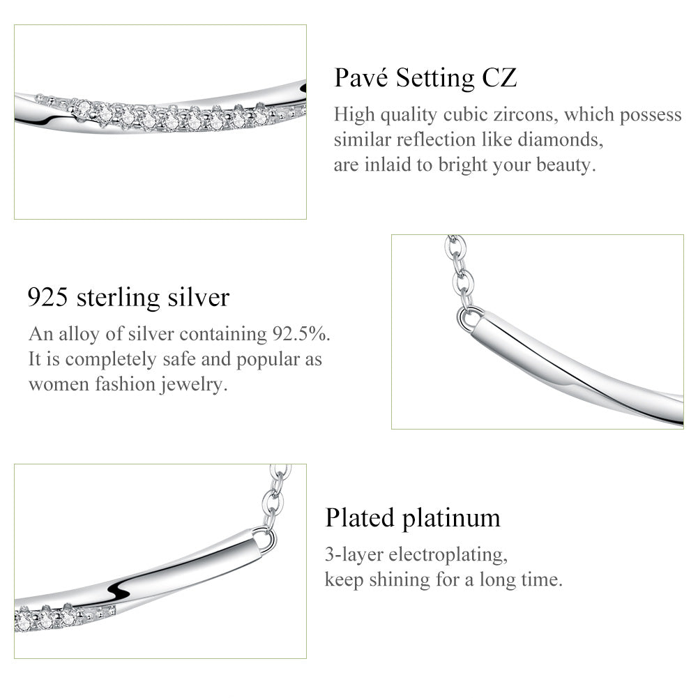 "Sylvory 925 Sterling Silver Smiling Curve Necklace"