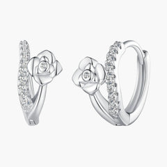 "Sylvory 925 Sterling Silver Sprouting Petals Huggie Hoops"