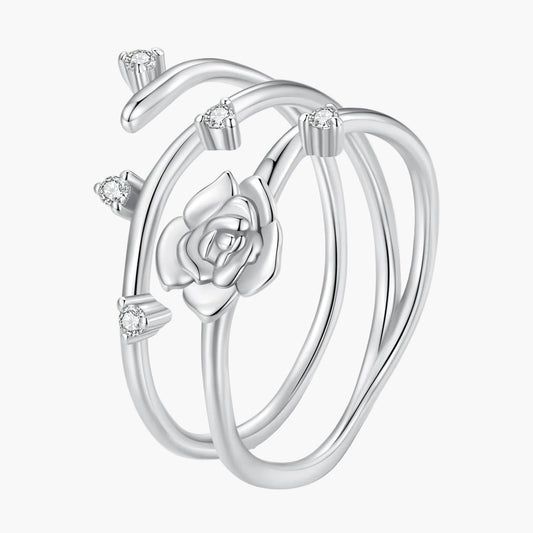 "Sylvory 925 Sterling Silver Twisted Rose Vine Ring"