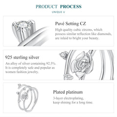 Silver Twisted Rose Vine Ring