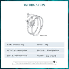 Silver Twisted Rose Vine Ring