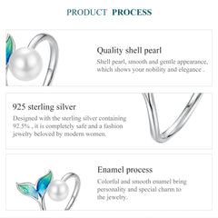 Sylvory 925 Sterling Silver Mermaid Pearl Ring