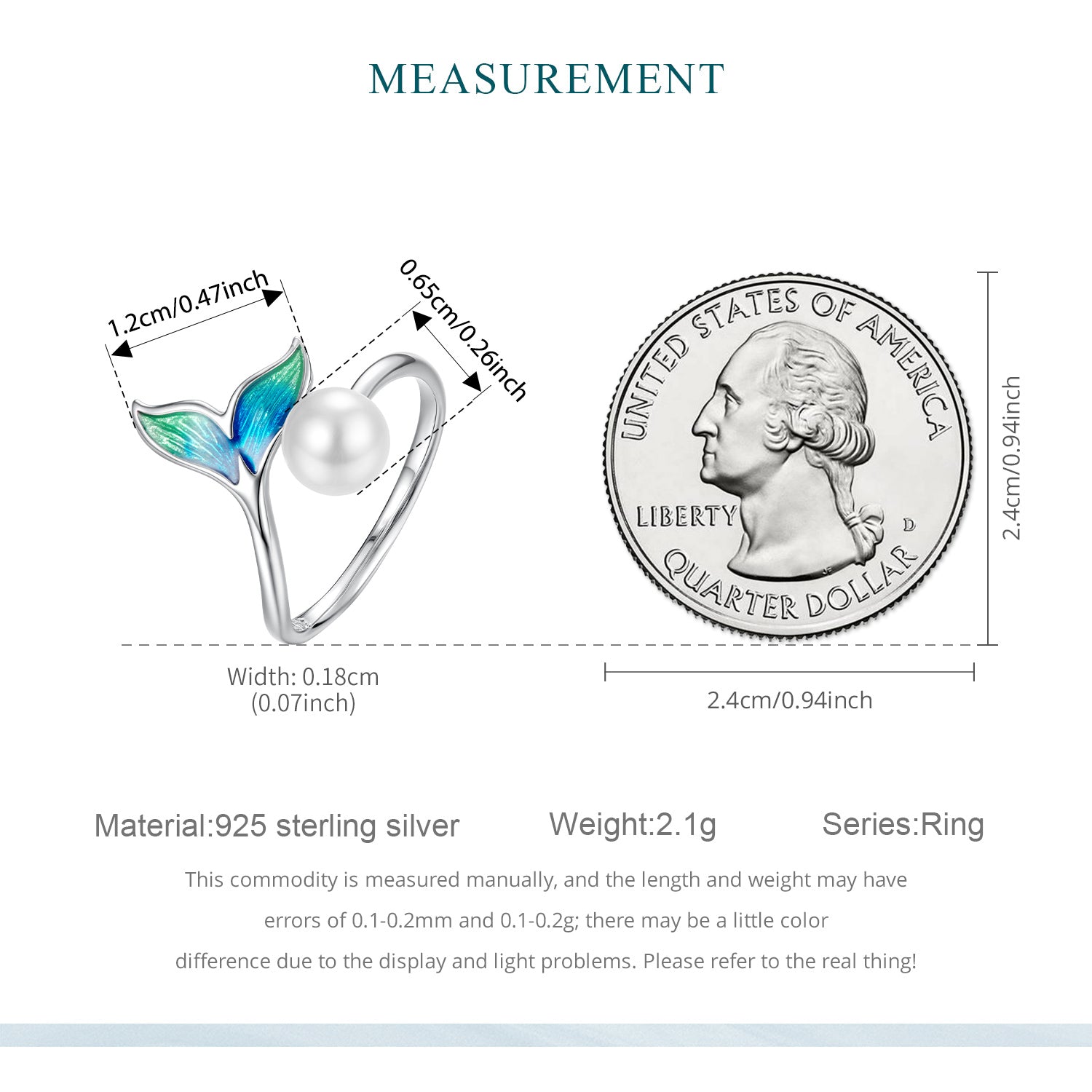 Sylvory 925 Sterling Silver Mermaid Pearl Ring