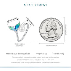 Sylvory 925 Sterling Silver Mermaid Pearl Ring